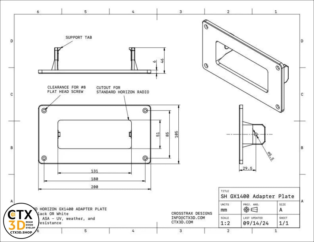 Standard Horizon Gx1400 - Marine Radio Flush Mounting Plate.