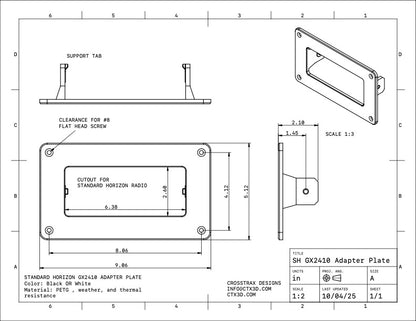 Standard Horizon GX2400 - Marine Radio Flush Mounting Plate.